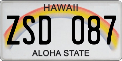 HI license plate ZSD087