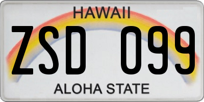 HI license plate ZSD099