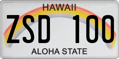 HI license plate ZSD100