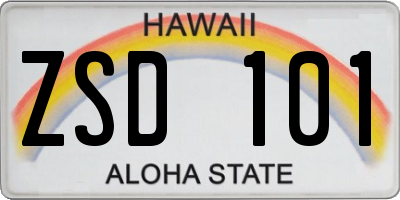 HI license plate ZSD101