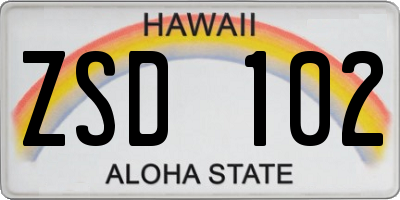 HI license plate ZSD102