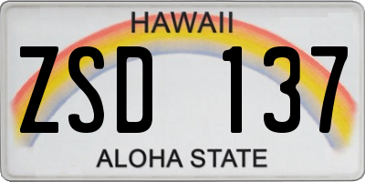 HI license plate ZSD137