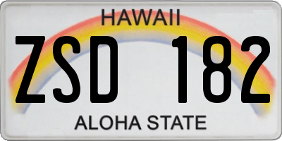 HI license plate ZSD182
