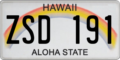HI license plate ZSD191