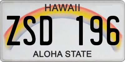 HI license plate ZSD196