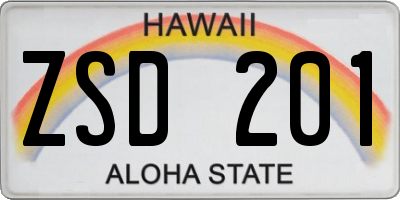 HI license plate ZSD201