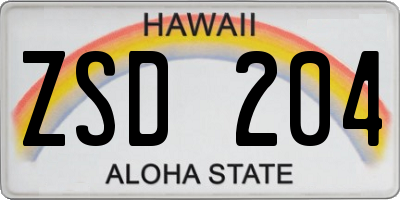 HI license plate ZSD204