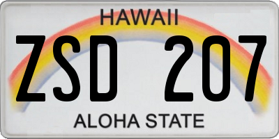 HI license plate ZSD207