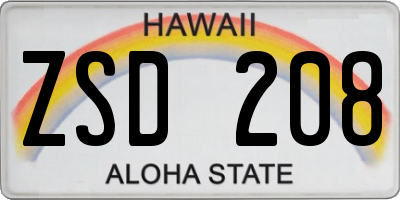HI license plate ZSD208