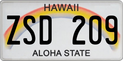 HI license plate ZSD209