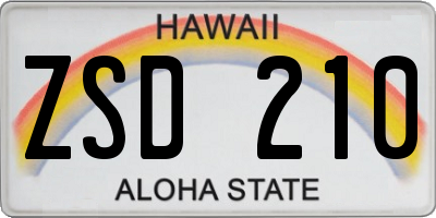 HI license plate ZSD210