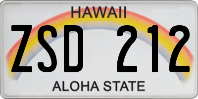 HI license plate ZSD212