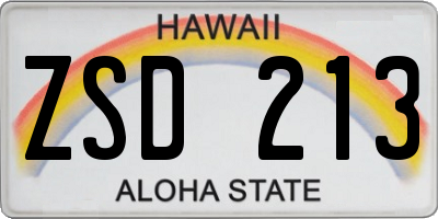 HI license plate ZSD213