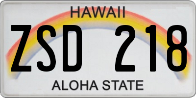 HI license plate ZSD218