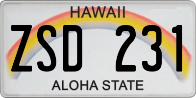 HI license plate ZSD231