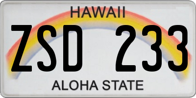HI license plate ZSD233