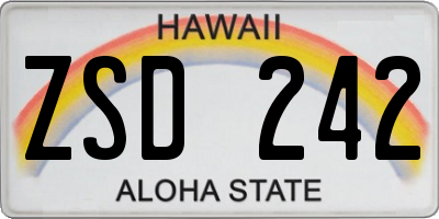 HI license plate ZSD242