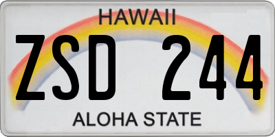 HI license plate ZSD244