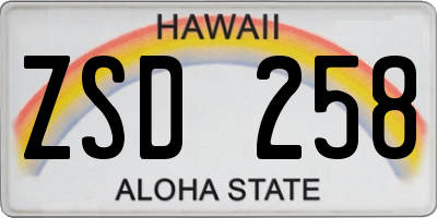 HI license plate ZSD258