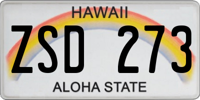 HI license plate ZSD273