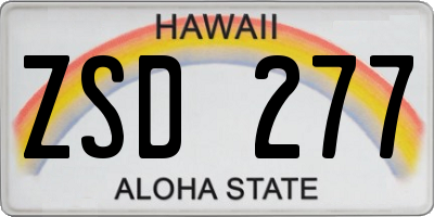 HI license plate ZSD277