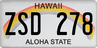 HI license plate ZSD278