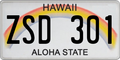 HI license plate ZSD301