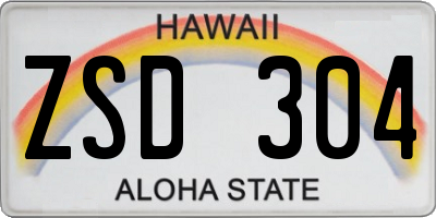 HI license plate ZSD304