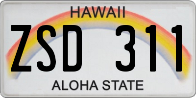 HI license plate ZSD311