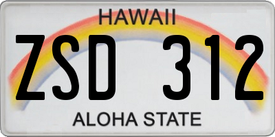 HI license plate ZSD312