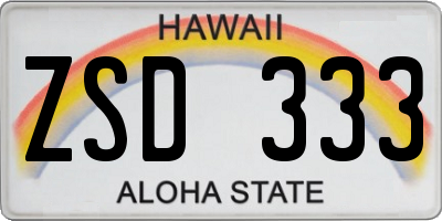 HI license plate ZSD333
