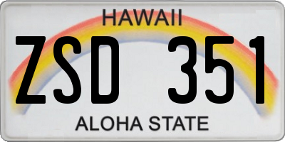 HI license plate ZSD351