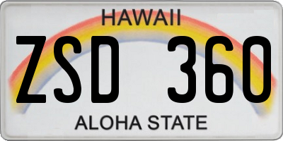 HI license plate ZSD360