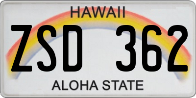 HI license plate ZSD362