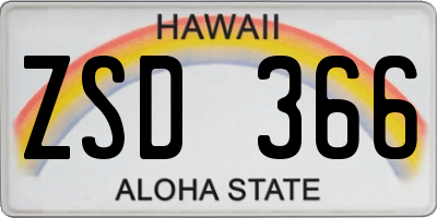 HI license plate ZSD366