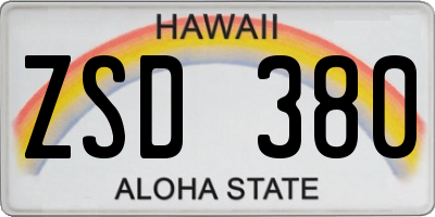 HI license plate ZSD380