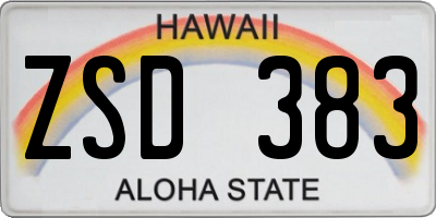 HI license plate ZSD383