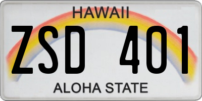 HI license plate ZSD401