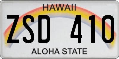 HI license plate ZSD410