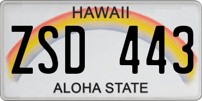 HI license plate ZSD443