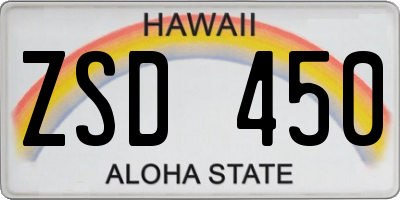 HI license plate ZSD450