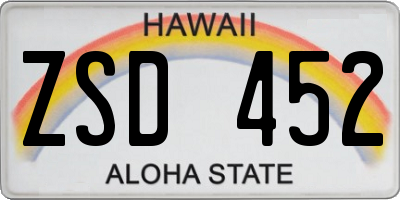 HI license plate ZSD452