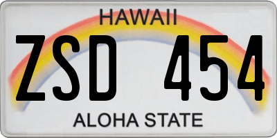 HI license plate ZSD454