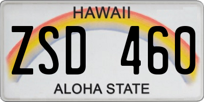 HI license plate ZSD460