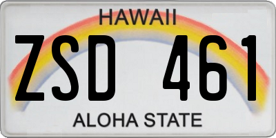 HI license plate ZSD461