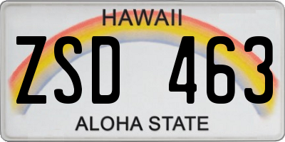 HI license plate ZSD463