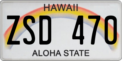 HI license plate ZSD470