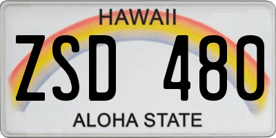 HI license plate ZSD480