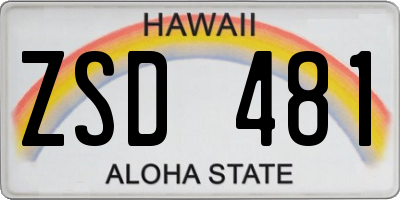 HI license plate ZSD481