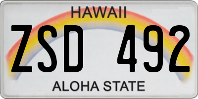 HI license plate ZSD492